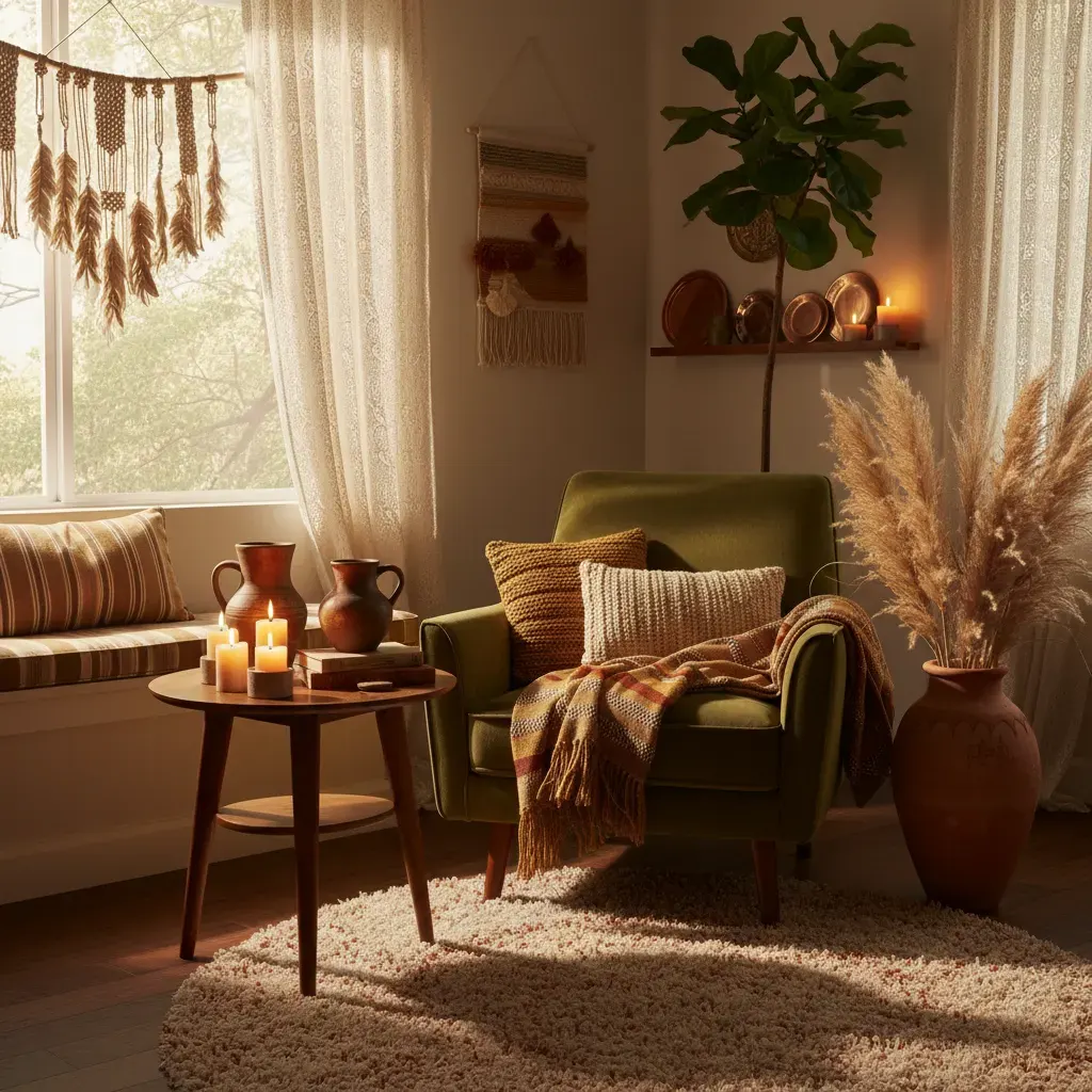 70s Interieur Eetkamer - sfeervol hoekje