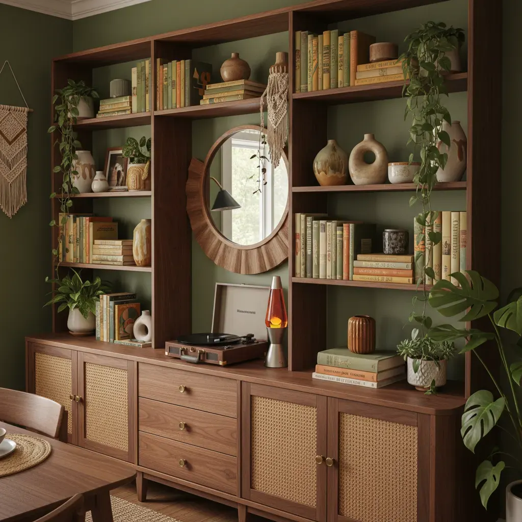 70s Interieur Eetkamer - rekken en opbergen