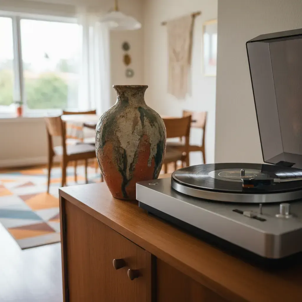 70s Interieur Eetkamer - detail van materialen en textuur