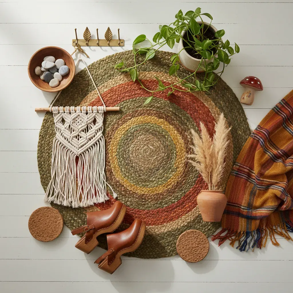 70s Interieur Hal - flatlay van decoratieve objecten