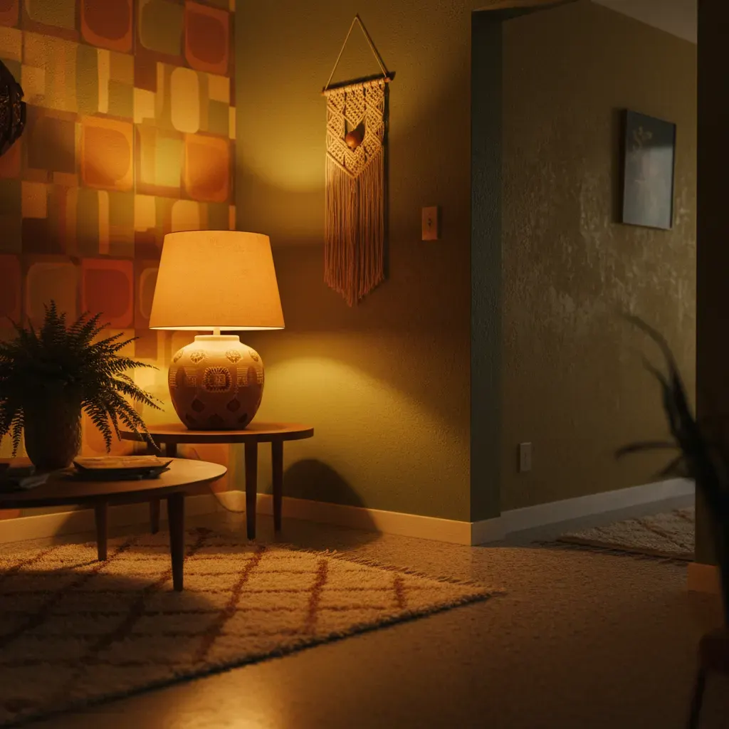 70s Interieur Hal - avondsfeer met verlichting