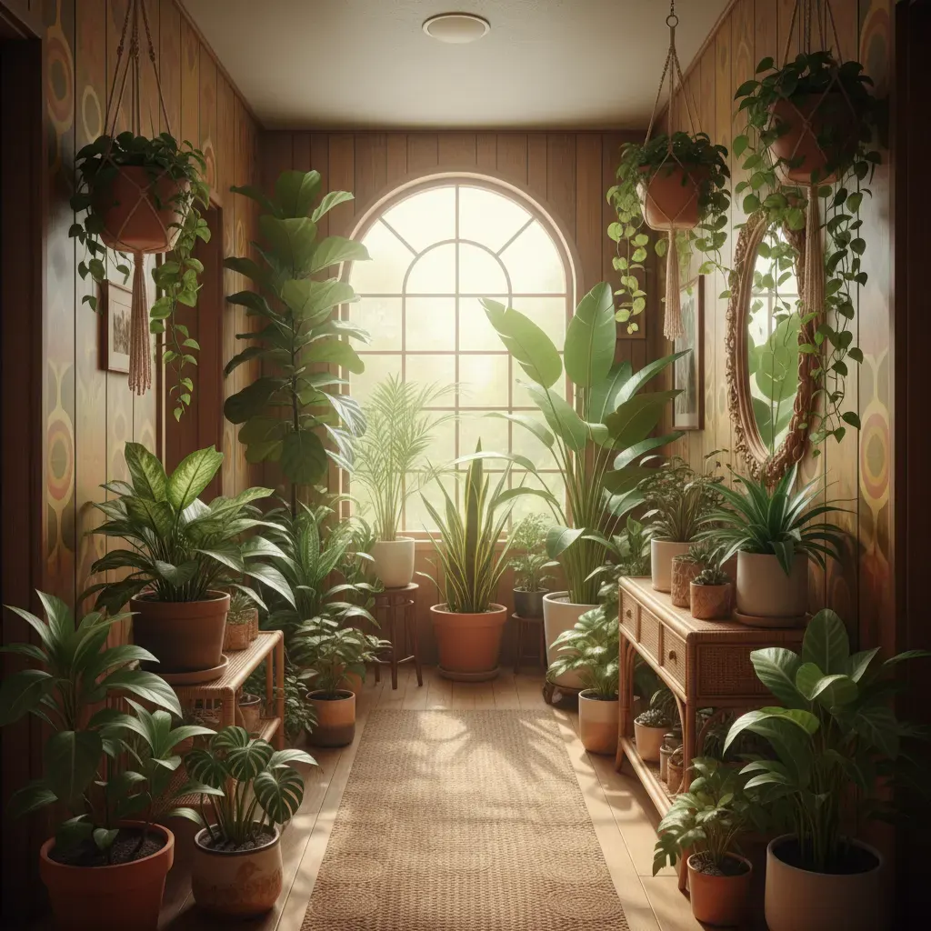 70s Interieur Hal - planten en groen accent
