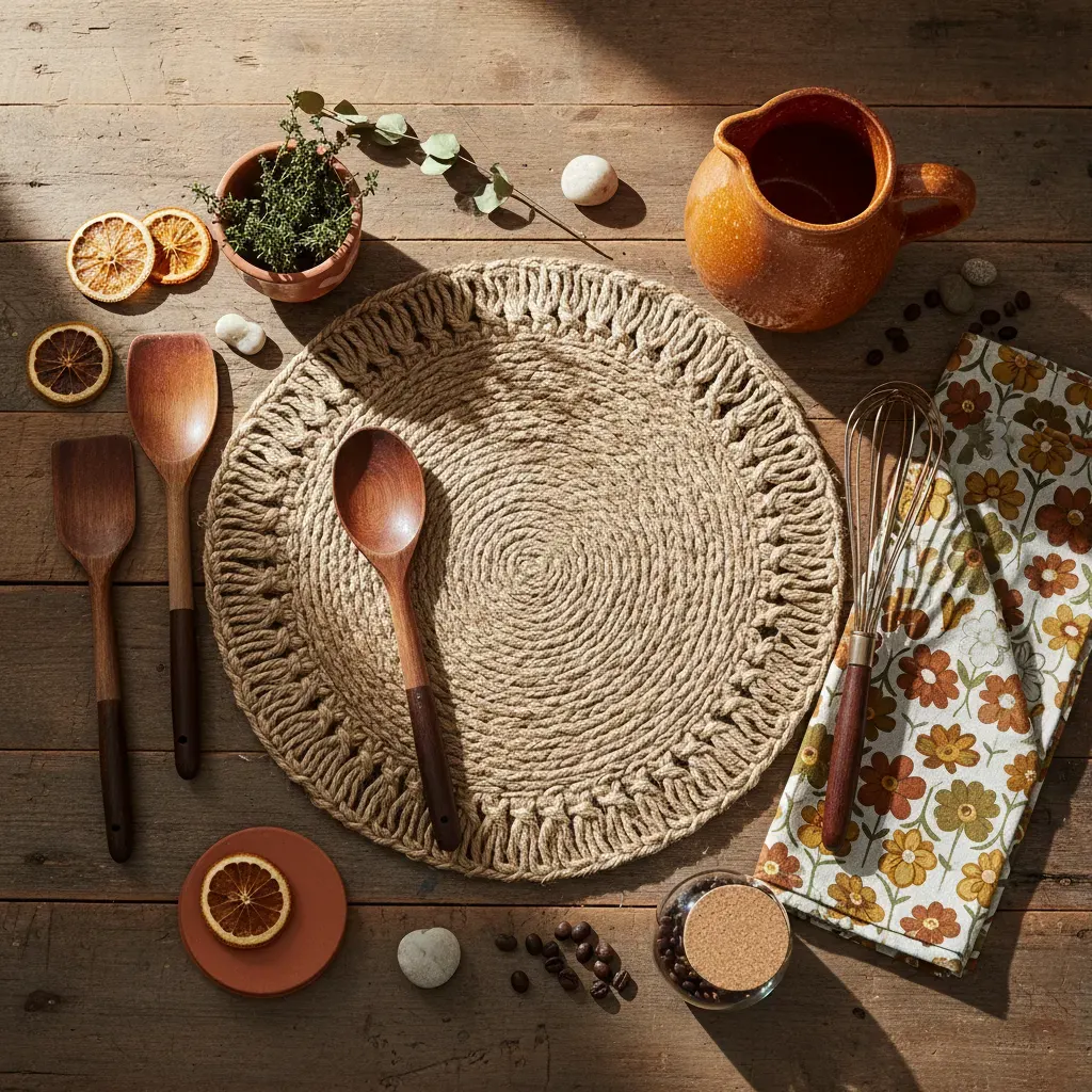 70s Interieur Keuken - flatlay van decoratieve objecten