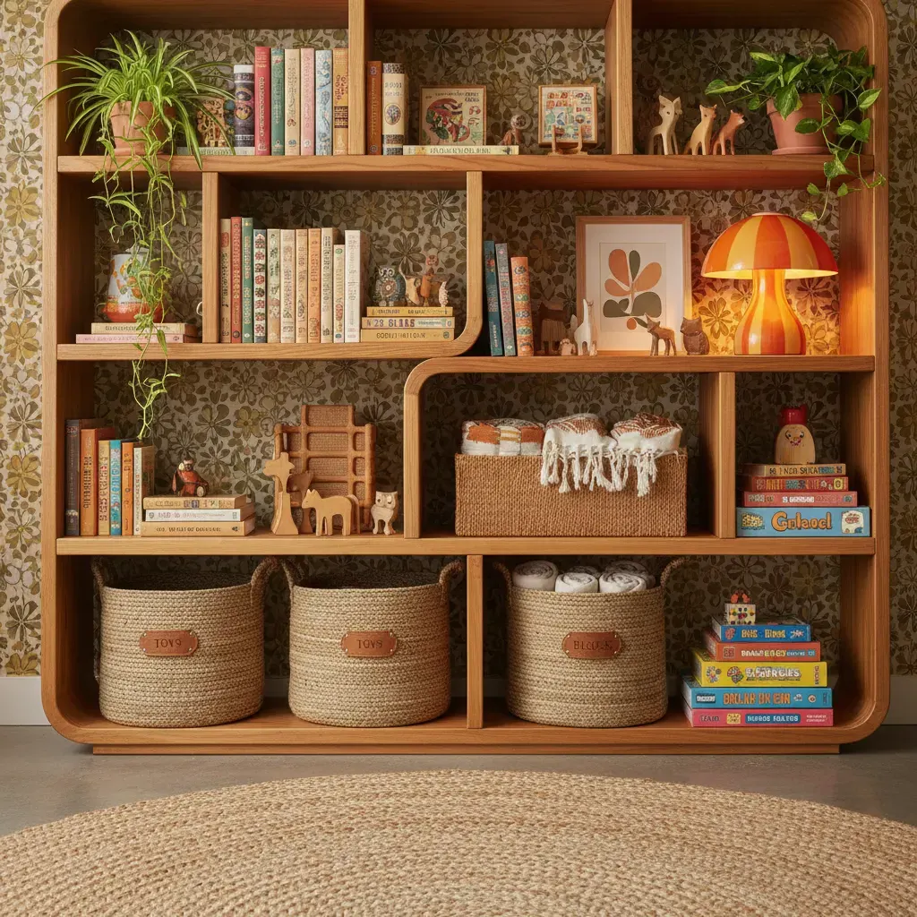 70s Interieur Kinderkamer - rekken en opbergen