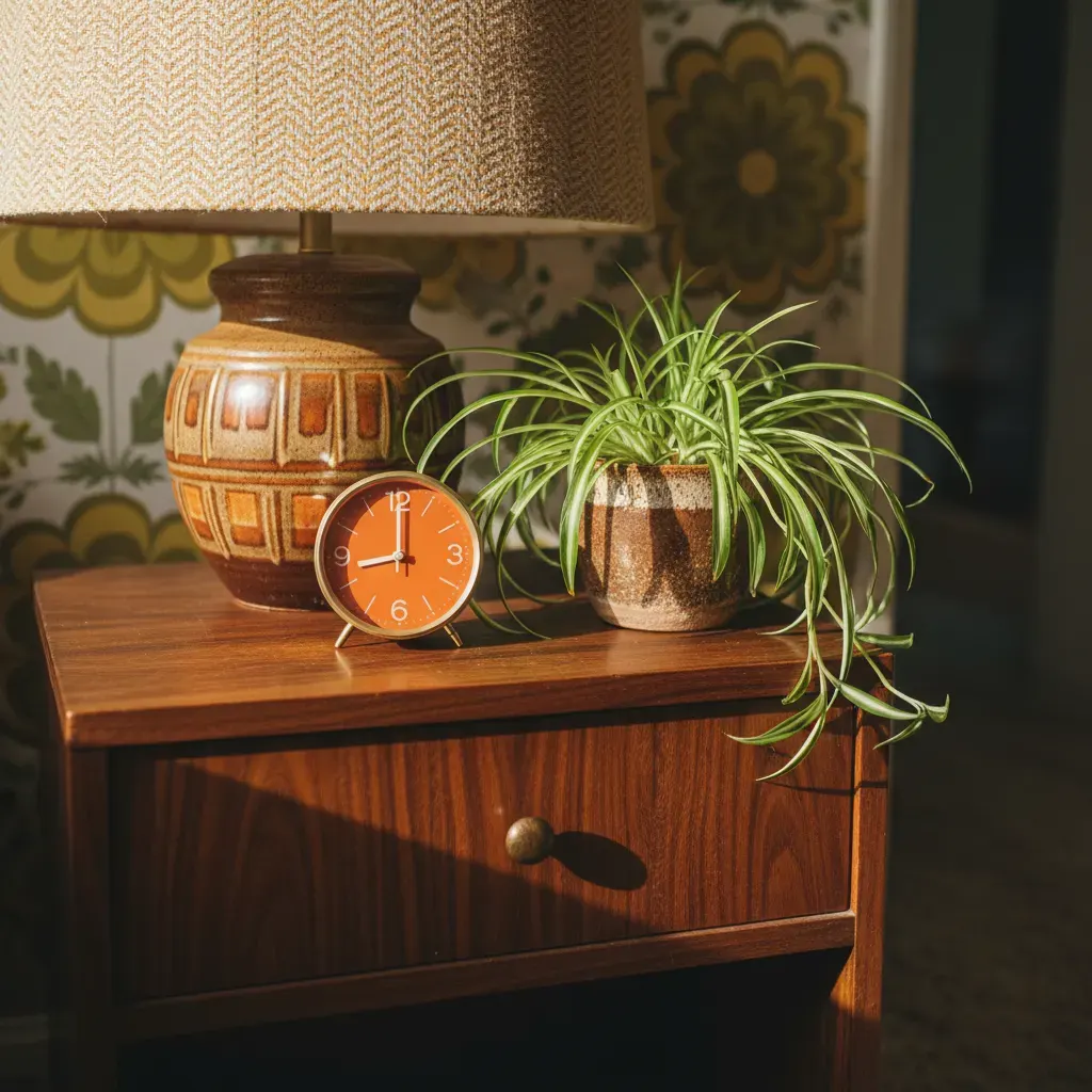 70s Interieur Slaapkamer - detail van materialen en textuur