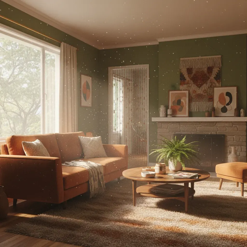 70s Interieur Woonkamer - ochtendlicht