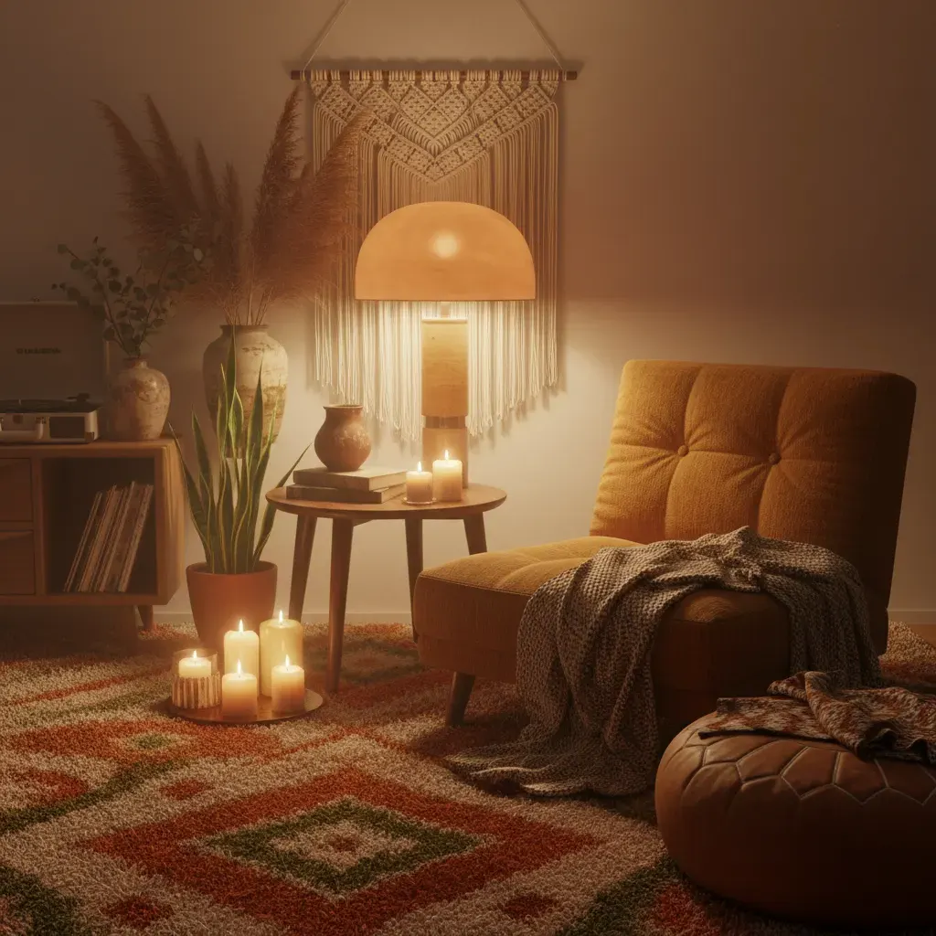 70s Interieur Woonkamer - sfeervol hoekje