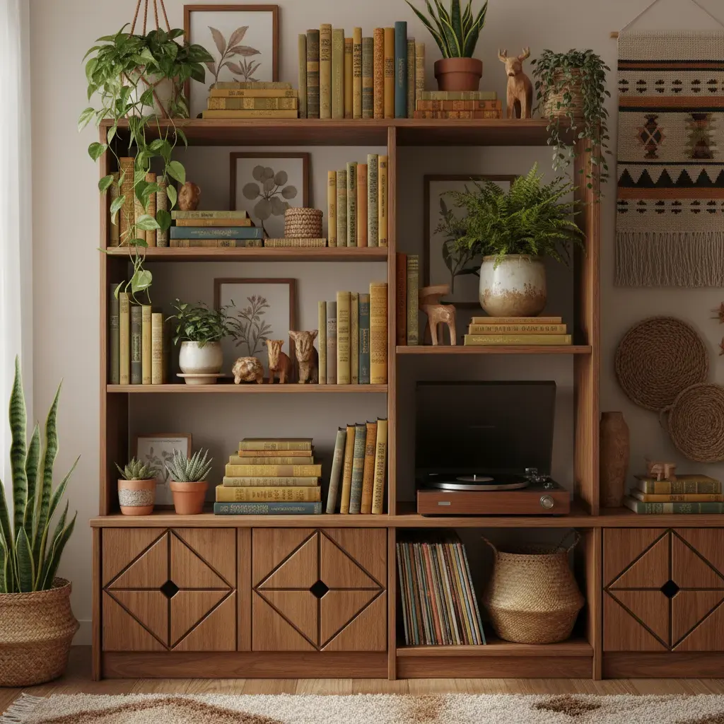 70s Interieur Woonkamer - rekken en opbergen