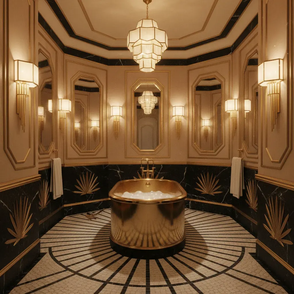 Art Deco Badkamer - avondsfeer met verlichting