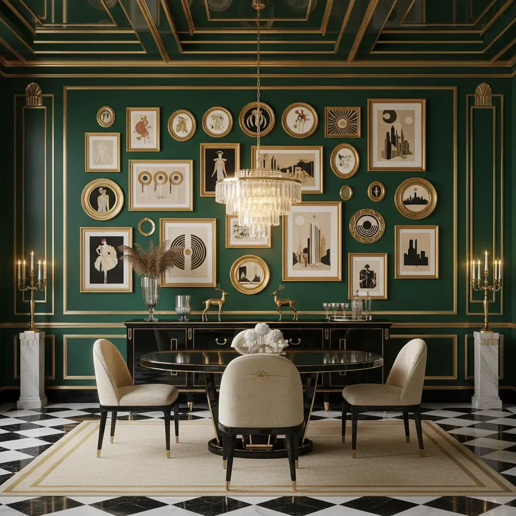 Art Deco Eetkamer - galerij wand