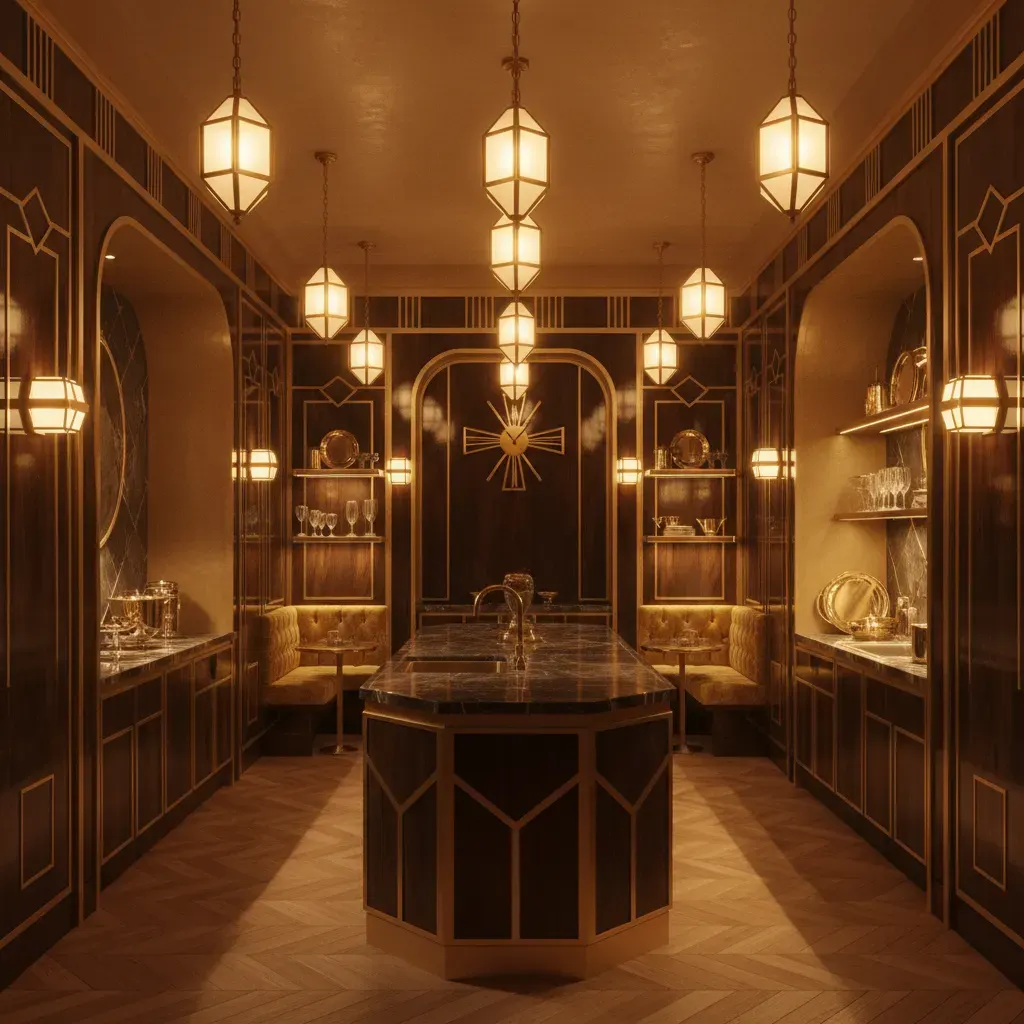 Art Deco Keuken - avondsfeer met verlichting
