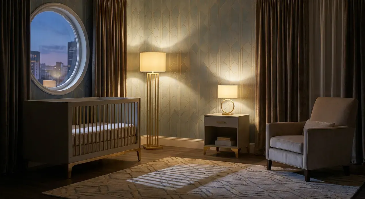 Art Deco Kinderkamer - avondsfeer met verlichting