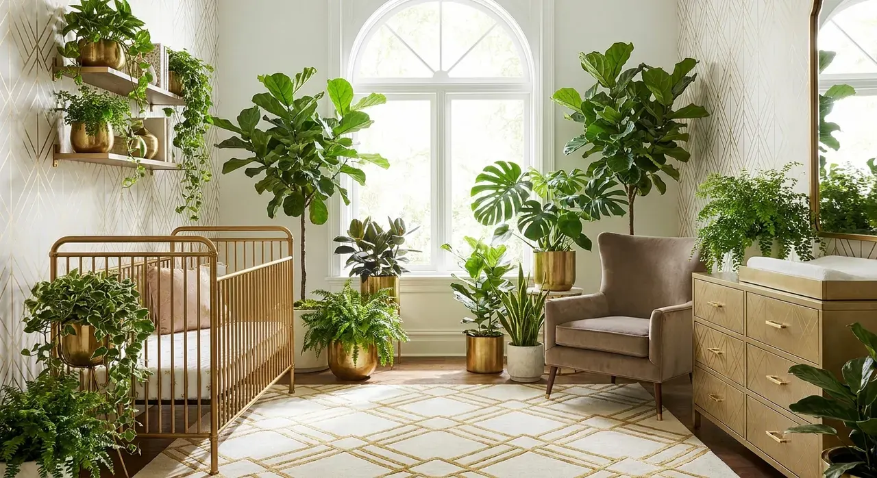 Art Deco Kinderkamer - planten en groen accent