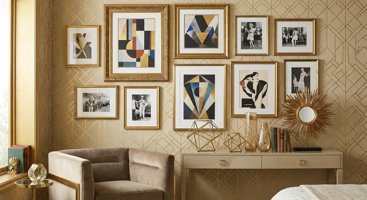 Art Deco Slaapkamer - galerij wand