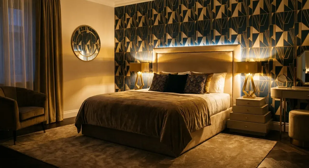 Art Deco Slaapkamer - avondsfeer met verlichting