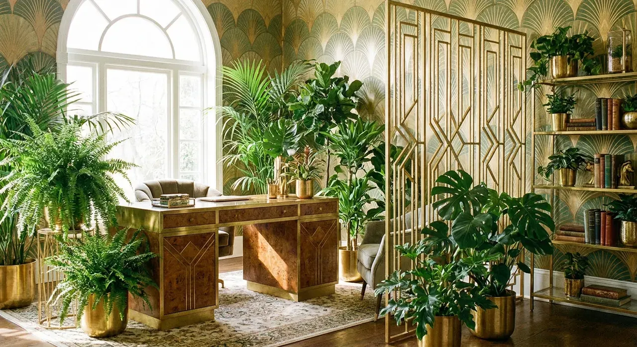 Art Deco Werkkamer - planten en groen accent