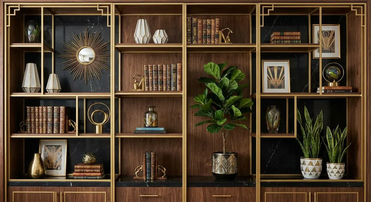 Art Deco Woonkamer - rekken en opbergen