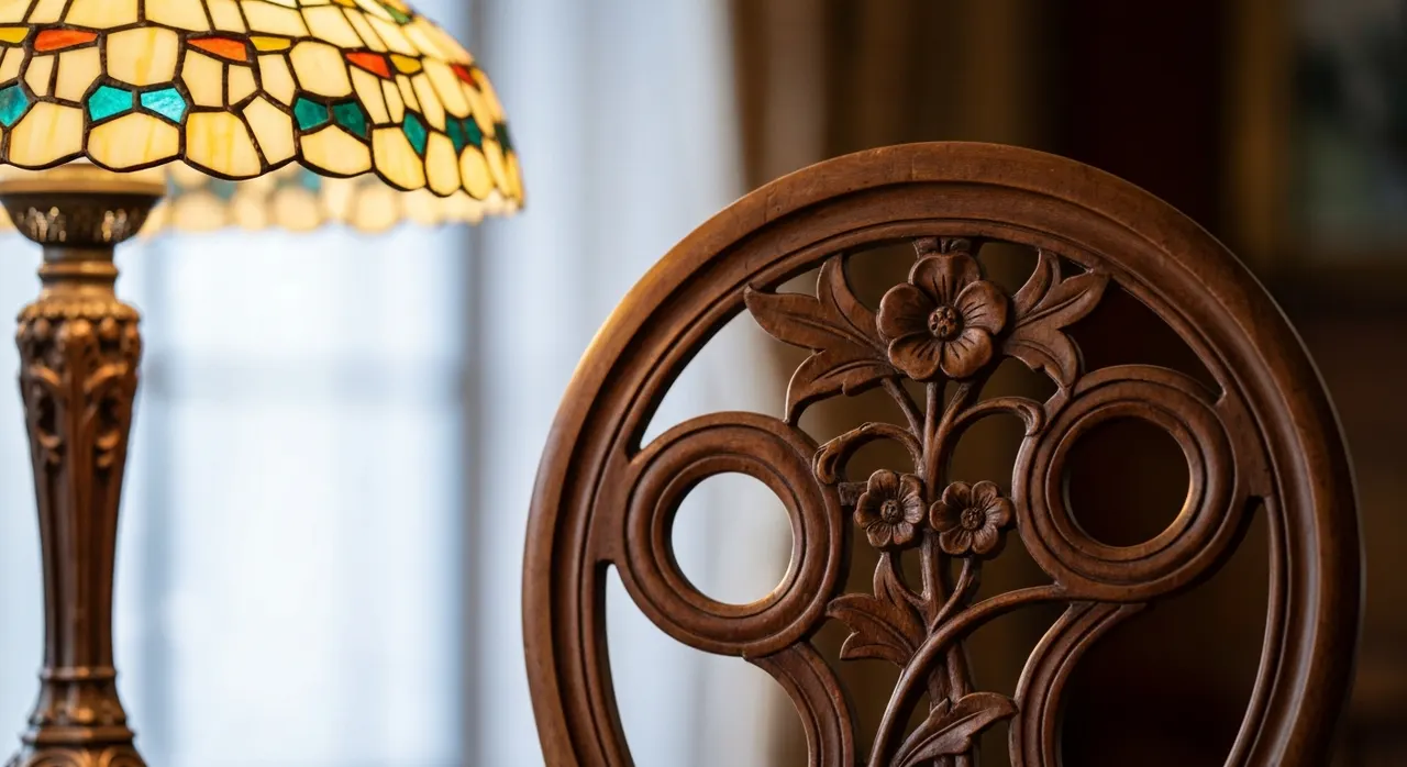 Art Nouveau Eetkamer - detail van materialen en textuur