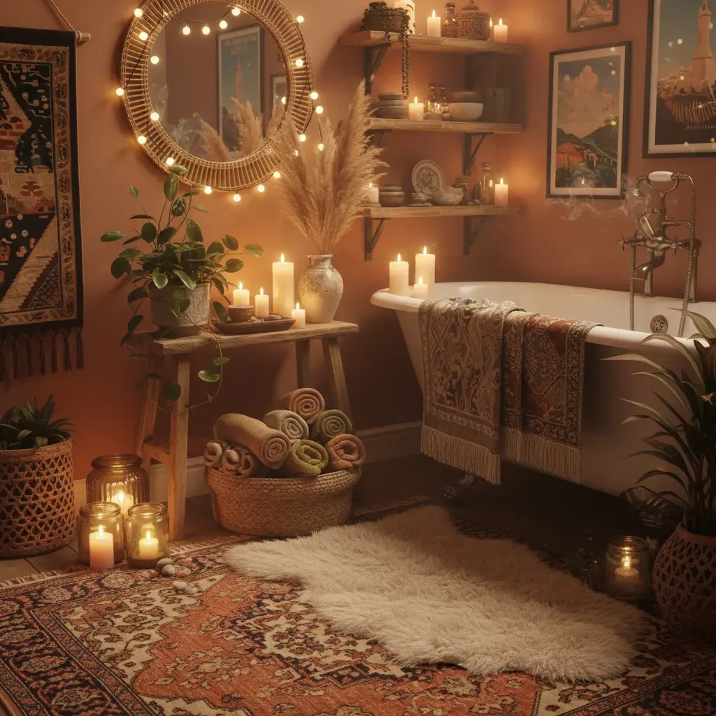 Bohemian Badkamer - sfeervol hoekje