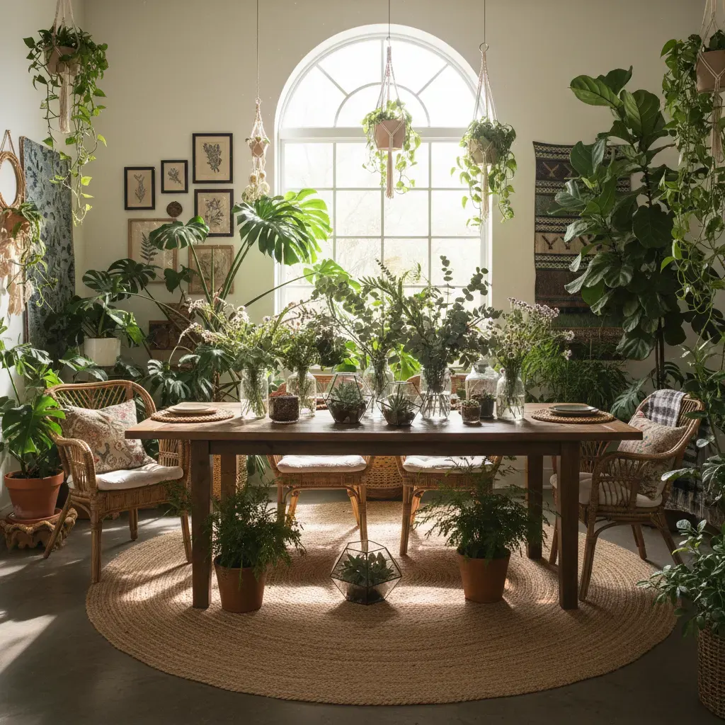 Bohemian Eetkamer - planten en groen accent