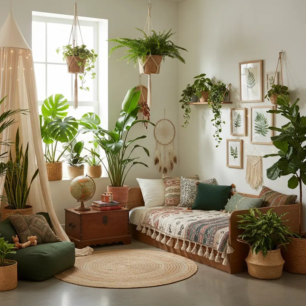 Bohemian Kinderkamer - planten en groen accent