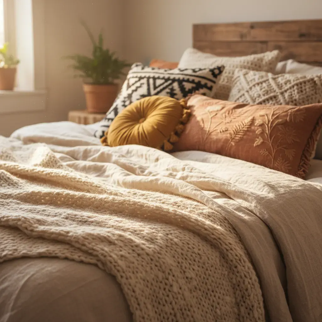 Bohemian Slaapkamer - detail van materialen en textuur
