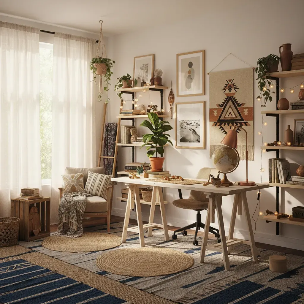 Bohemian Werkkamer - budgetvriendelijke look