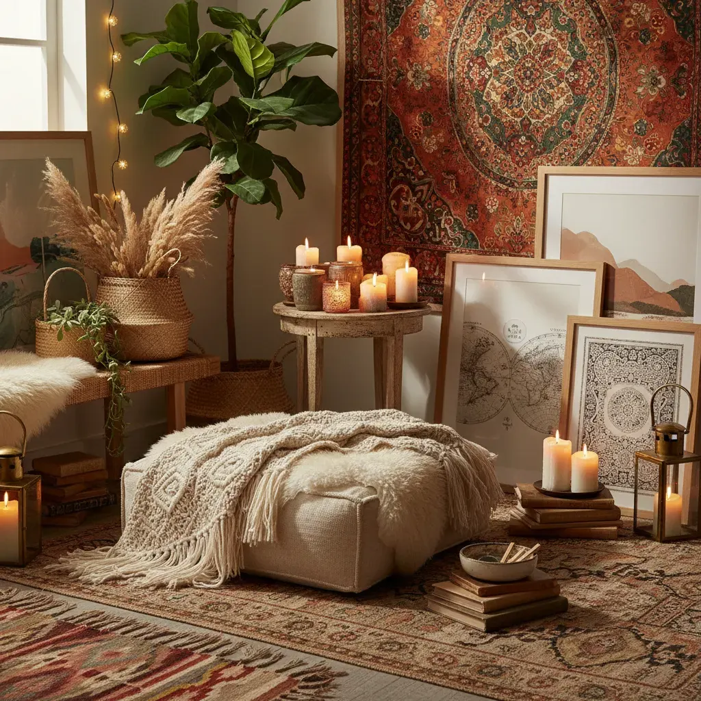 Bohemian Woonkamer - sfeervol hoekje