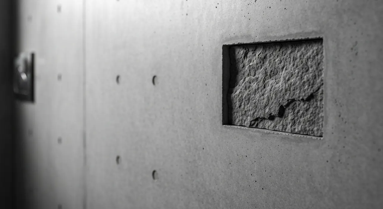 Brutalisme Badkamer - detail van materialen en textuur