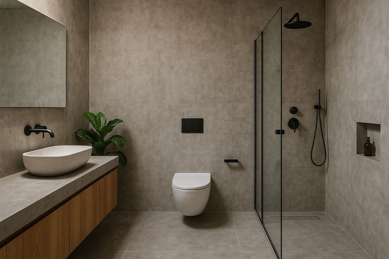 Brutalisme Badkamer - sfeervolle badkamer 19