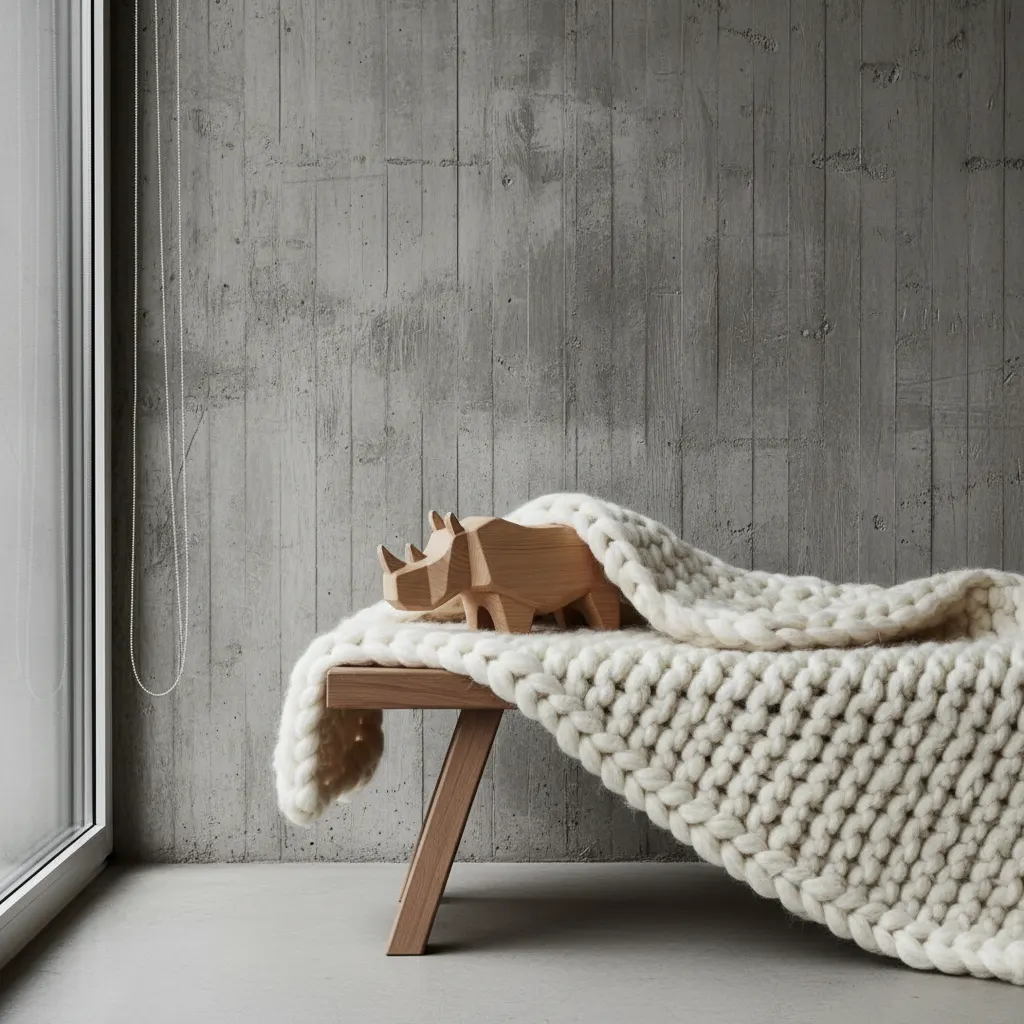 Brutalisme Kinderkamer - detail van materialen en textuur