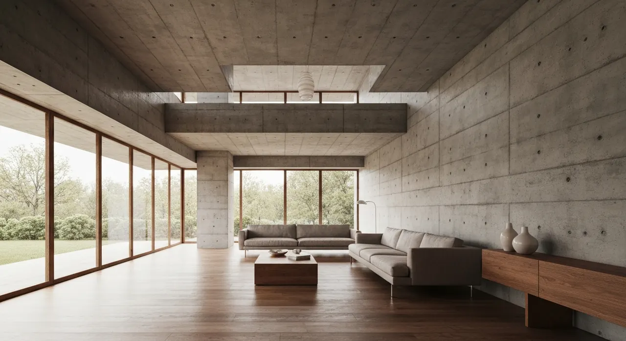Brutalisme woonkamer