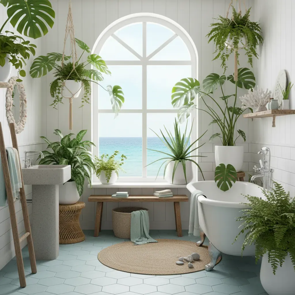 Coastal Badkamer - planten en groen accent
