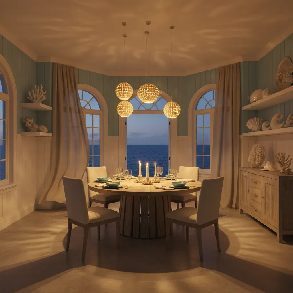 Coastal Eetkamer - avondsfeer met verlichting