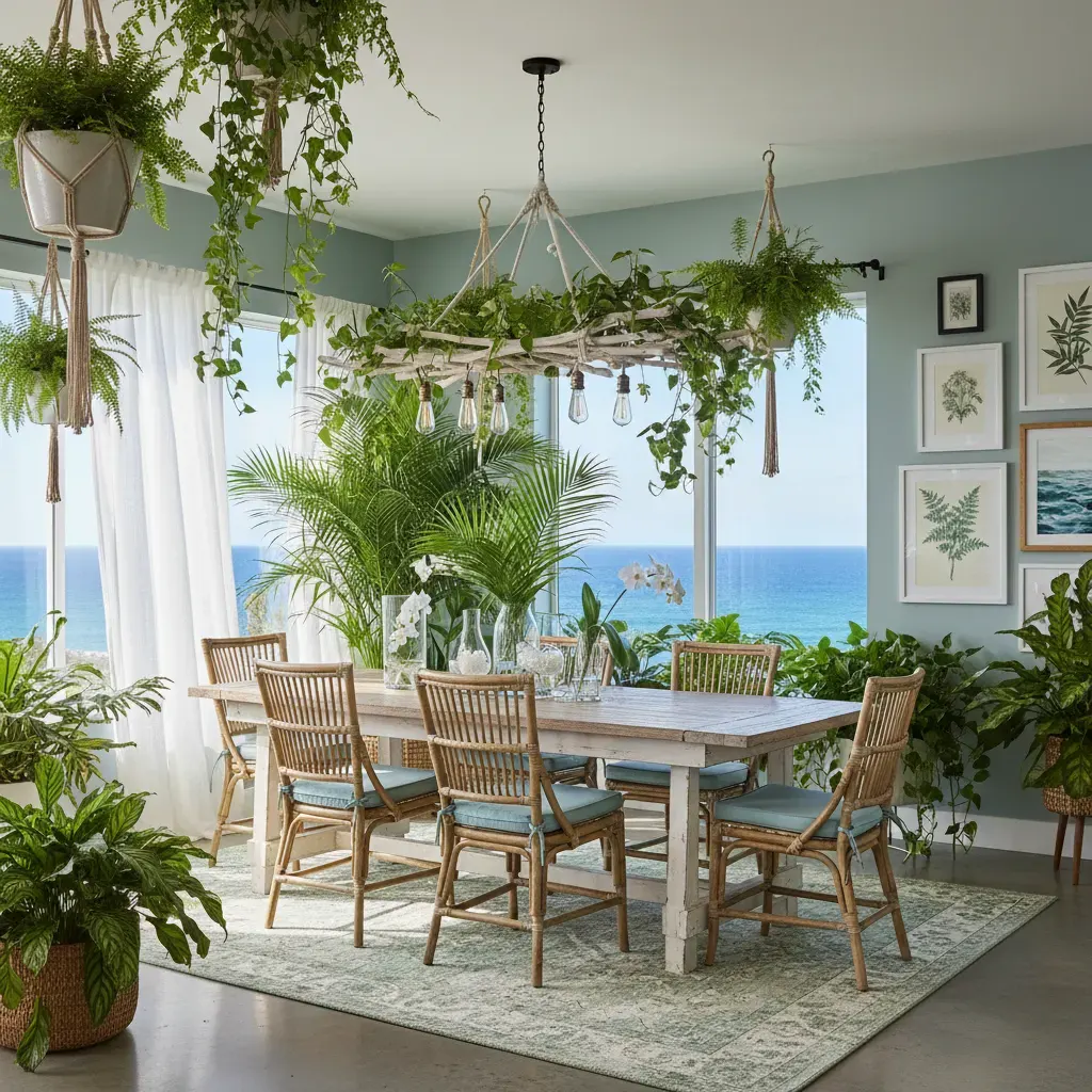 Coastal Eetkamer - planten en groen accent