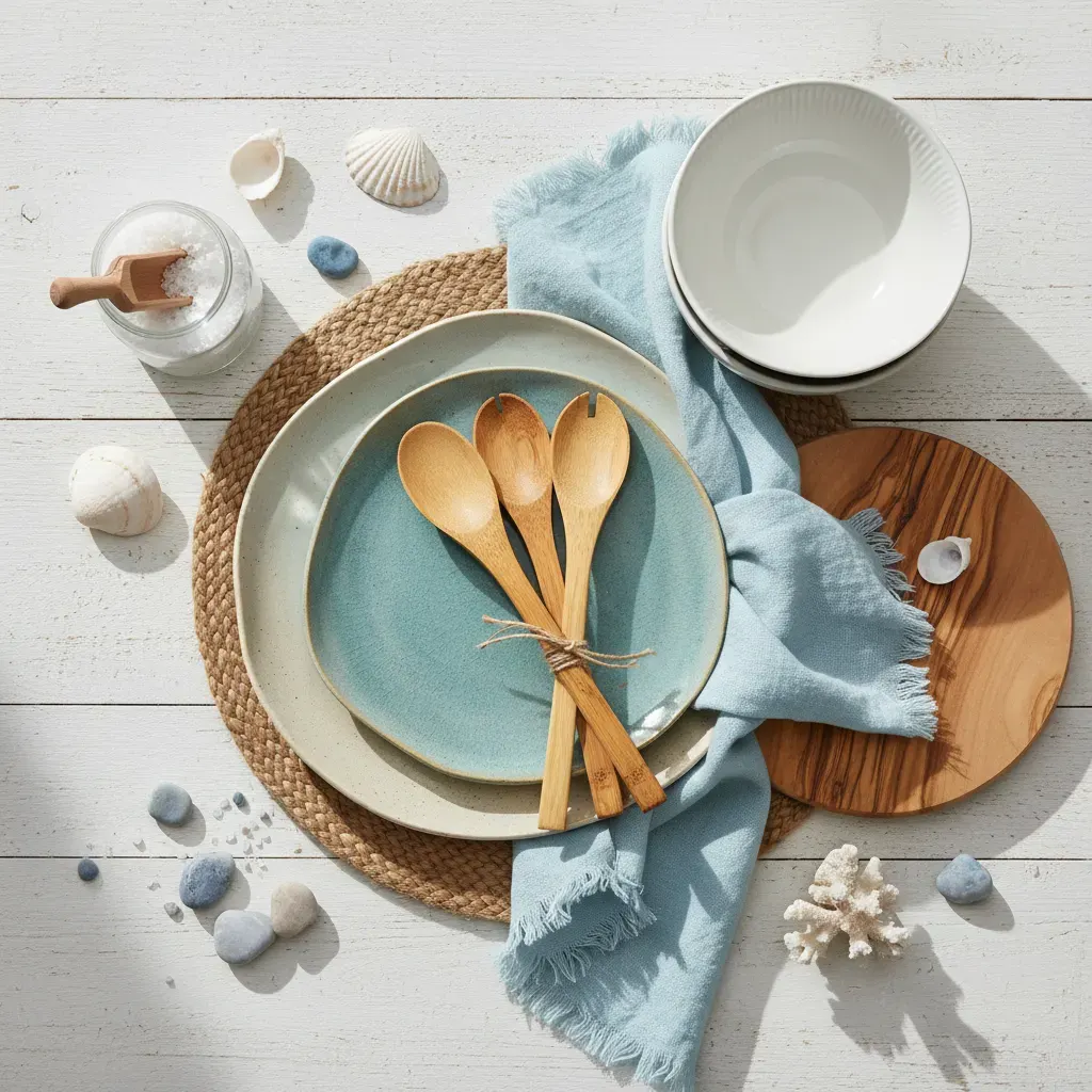 Coastal Keuken - flatlay van decoratieve objecten