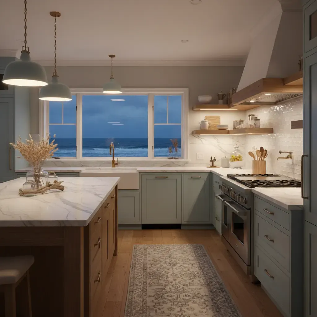 Coastal Keuken - avondsfeer met verlichting