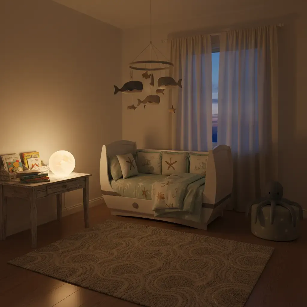Coastal Kinderkamer - avondsfeer met verlichting