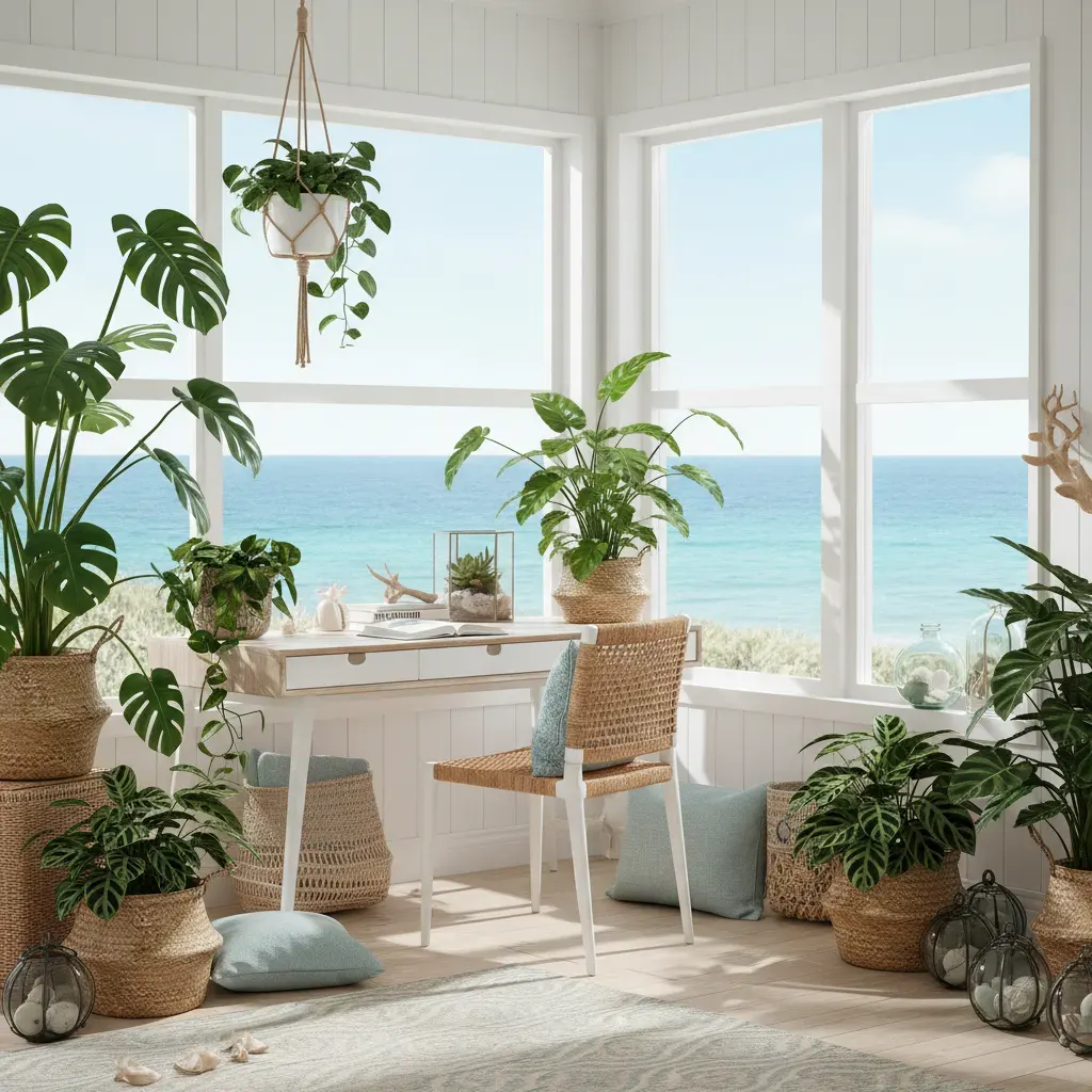 Coastal Werkkamer - planten en groen accent