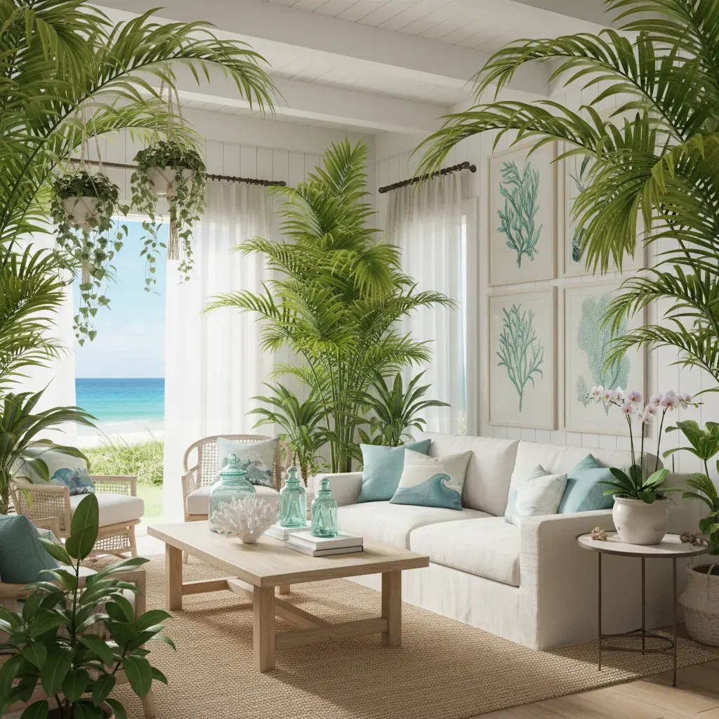 Coastal Woonkamer - planten en groen accent
