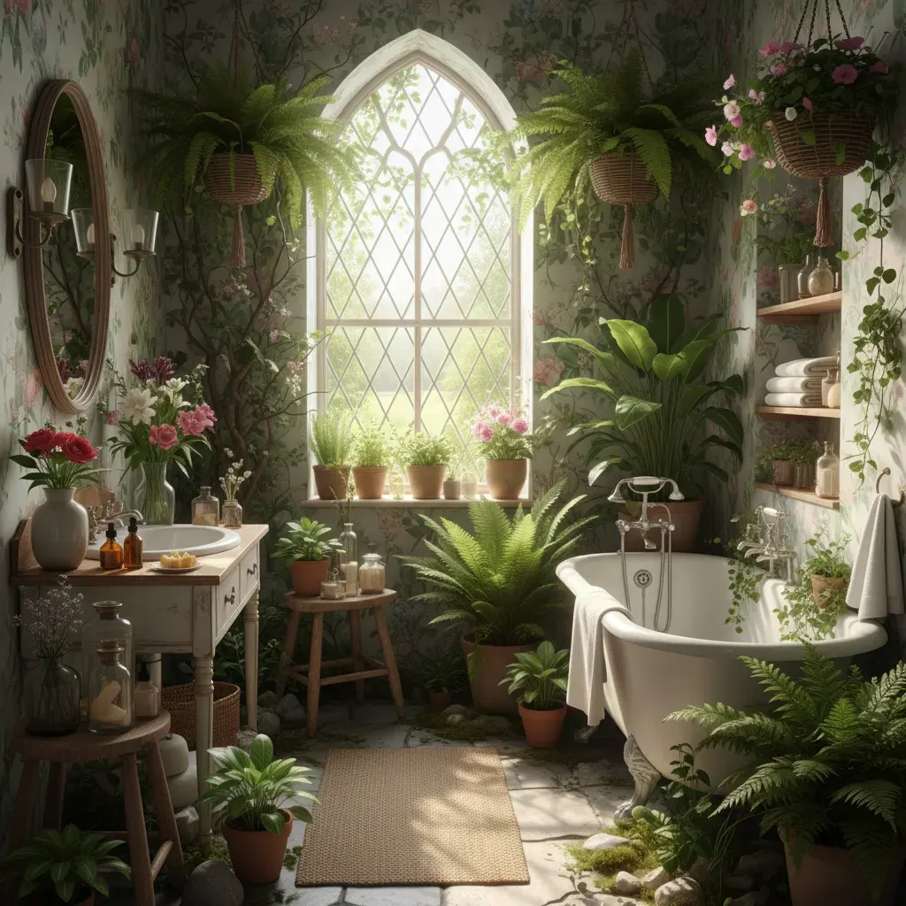 Cottagecore Badkamer - planten en groen accent