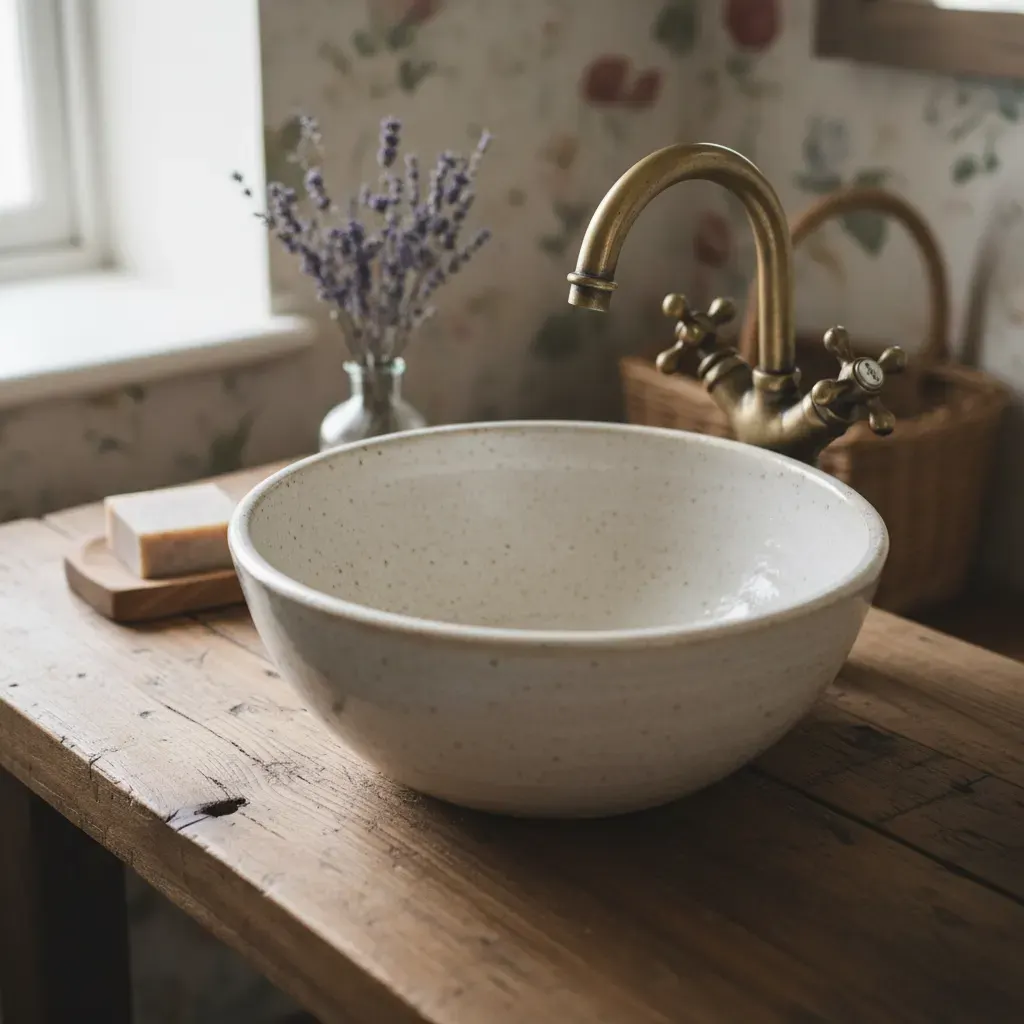 Cottagecore Badkamer - detail van materialen en textuur