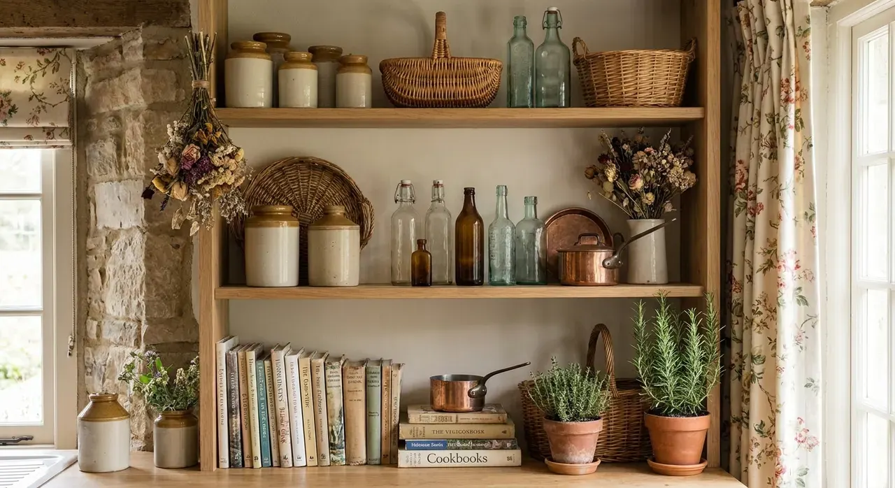Cottagecore Keuken - rekken en opbergen