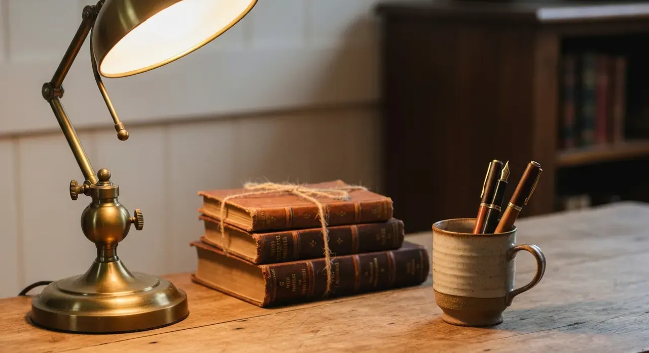 Cottagecore Werkkamer - detail van materialen en textuur