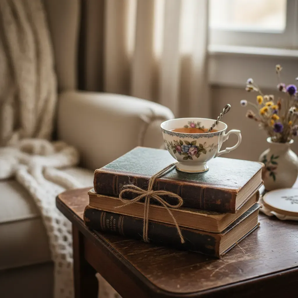 Cottagecore Woonkamer - detail van materialen en textuur