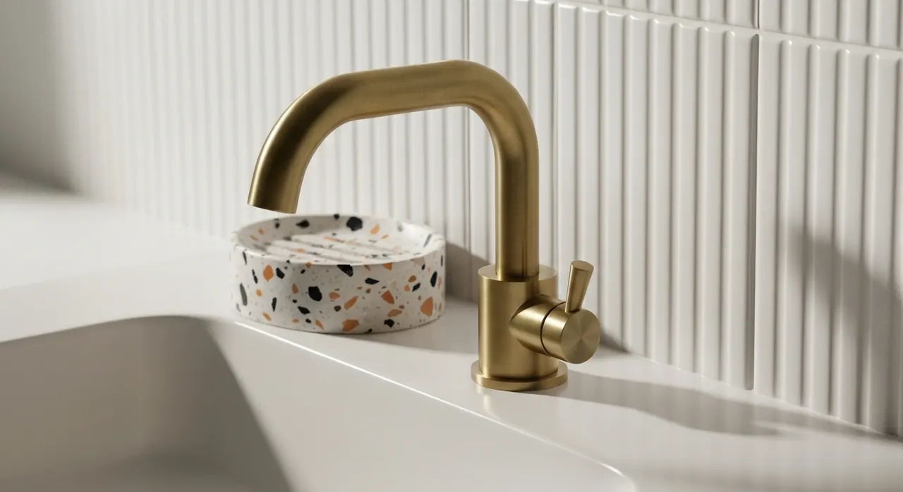 Dopamine Decor Badkamer - detail van materialen en textuur