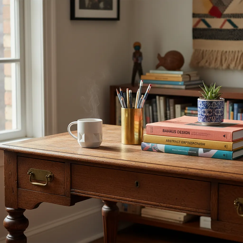 Eclectisch Werkkamer - detail van materialen en textuur