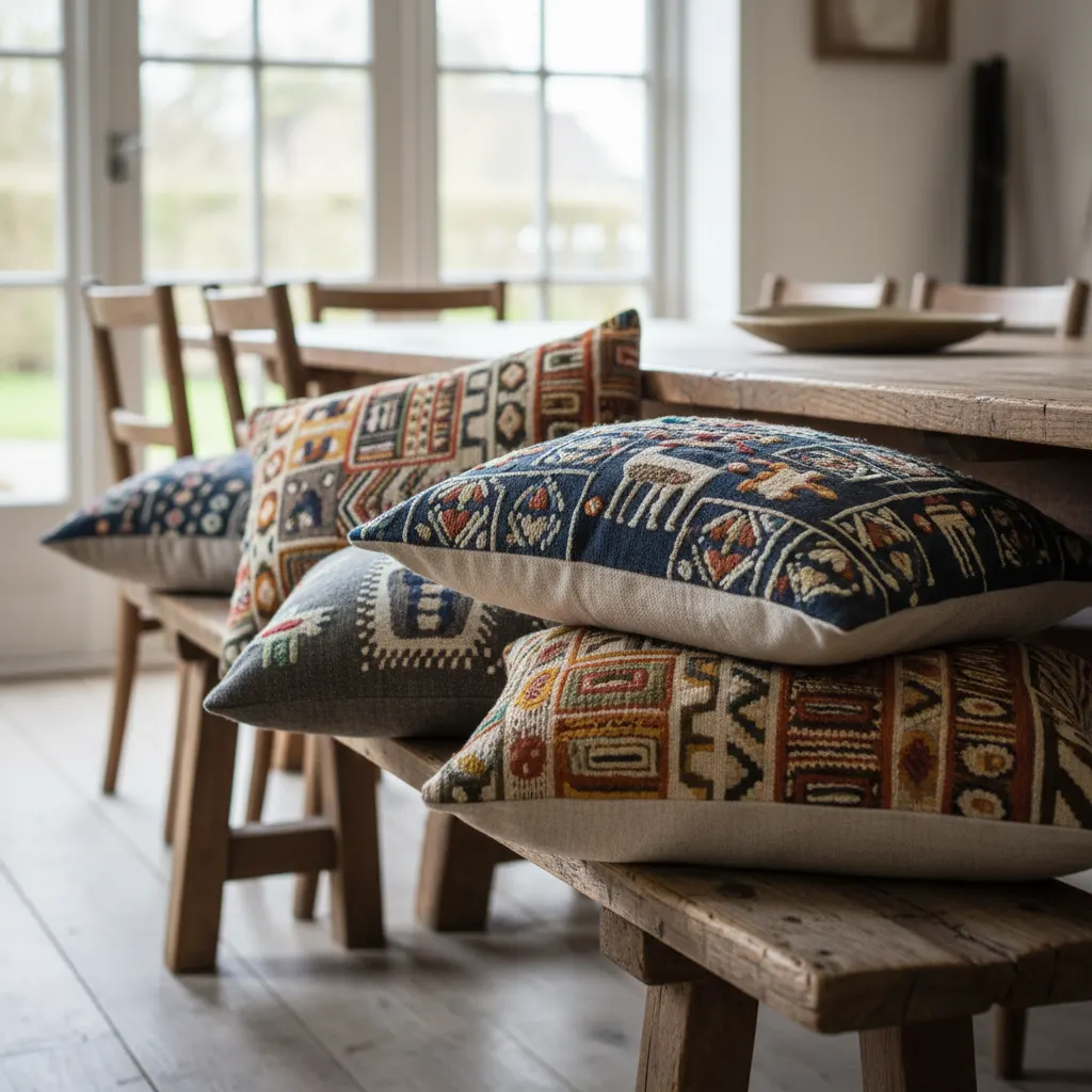 Ethnostijl Eetkamer - detail van materialen en textuur