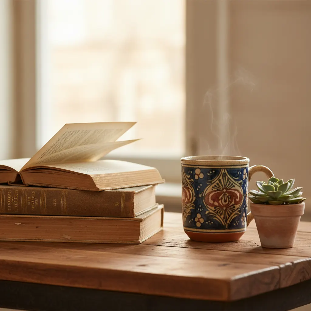 Ethnostijl Werkkamer - detail van materialen en textuur