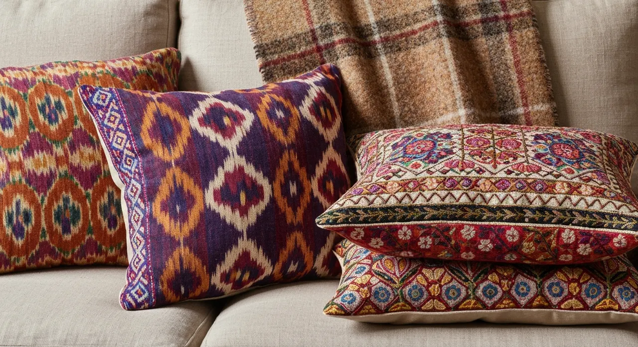 Ethnostijl Woonkamer - detail van materialen en textuur